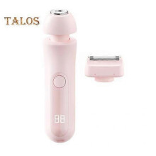 (pink) Double Heads Women Electric Shaver USB Rechargeable Waterproof Portable Face Body Bikini Area Arm Leg Hair Removal Epilator Razor Trimmer