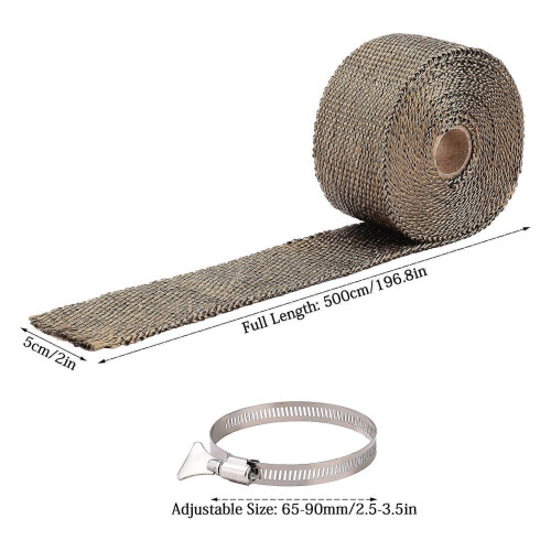 Glass Fiber Fireproof Pipe Wrap, High Temperature Leak Proof Protector with 2 Clamps 1