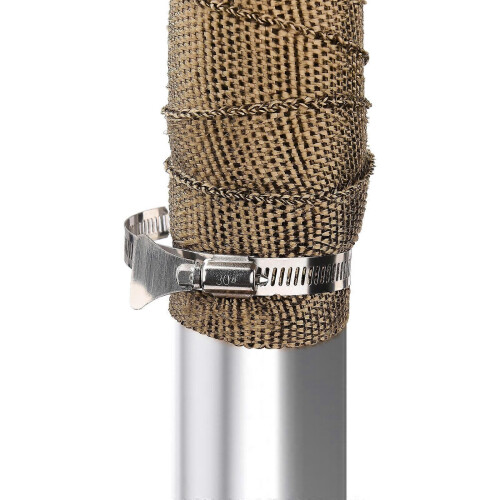 Glass Fiber Fireproof Pipe Wrap, High Temperature Leak Proof Protector with 2 Clamps 2