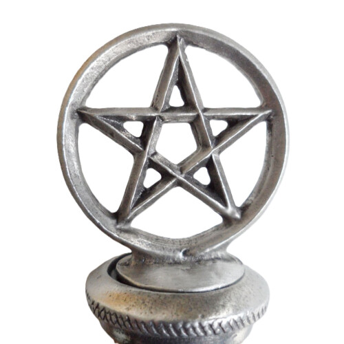 (Add a Gift Pouch) Pentagram Pagan Pewter Bottle Stopper 2