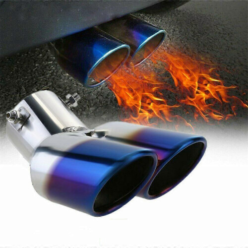 Car Rear Dual Exhaust Pipe Tail Muffler Tip Throat Tailpipe Blue ...