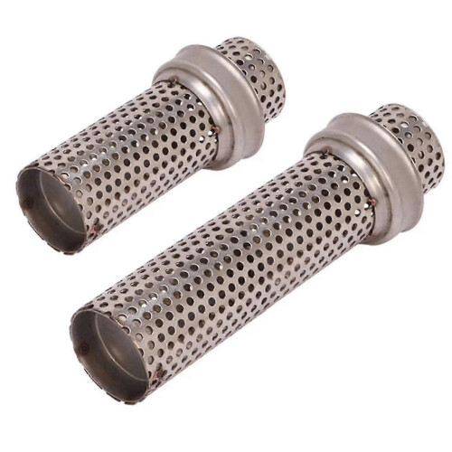 2x Universal Motorcycle Exhaust Muffler with DB Killer Silencer - Noise Eliminator Mesh for Improved 1