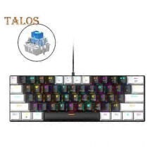 (Blue Shaft, black white) 61-Key Mechanical Keyboard with RGB Lighting Effects Ergonomic Design Adjustable Plug-Play Universal Wired Gaming Keyboard