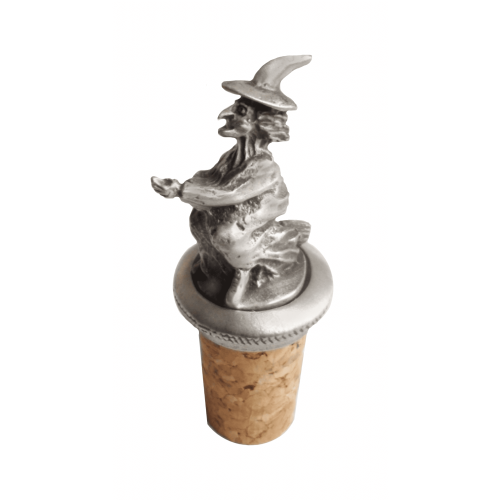 (Add a Gift Pouch) Witch Witchcraft Magic Pewter Bottle Stopper