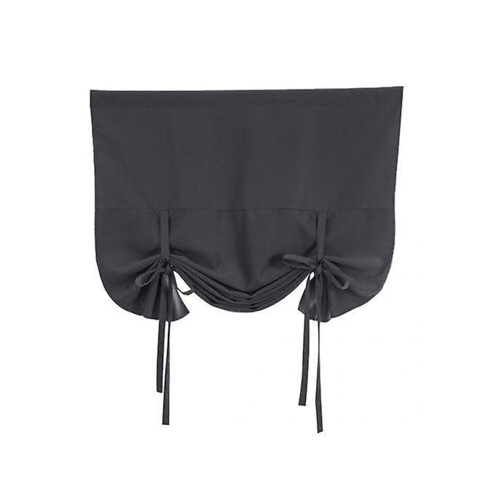 (Black) Solid Color Bowknot Sun Shade Window Home Decor Valance Drape Short Curtain-image