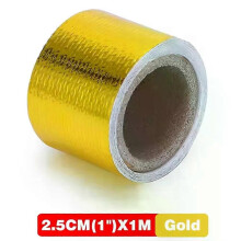 (2,5 cm 1 m goud) 2,5 / 5 cm 1 m 2 m 5 m 10 m Goud Auto Motorfiets Uitlaat Wrap Pijp Header Warmte-isolatie