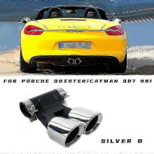 (987 Silver B)1 PCS Double Car Exhaust Tip For Porsche Cayman 718 981 987 Boxster Muffler Tip Tailpipe