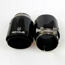 (63-115 MM) Remus Mattschwarzes Rohr aus Kohlefaser und Edelstahl, universeller Automobil-Auspuffschalldämpfer
