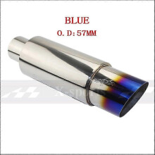 (blauw 57mm) Prachtige auto motorfiets uitlaatsystemen demper tip universeel roestvrij staal ID 51MM