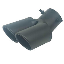 (bend black Oblique)Exquisite Universal Car Exhaust Double Muffler Tip High Quality Dual Pipe Chrome