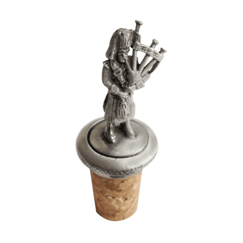 (Add a Gift Pouch) Bagpipe Piper Bagpiper Pewter Bottle Stopper