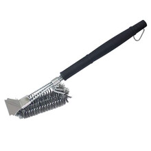 Barbecue Brush 3 Head with Scraper and Stainless Steel Bristles Ref: 4401