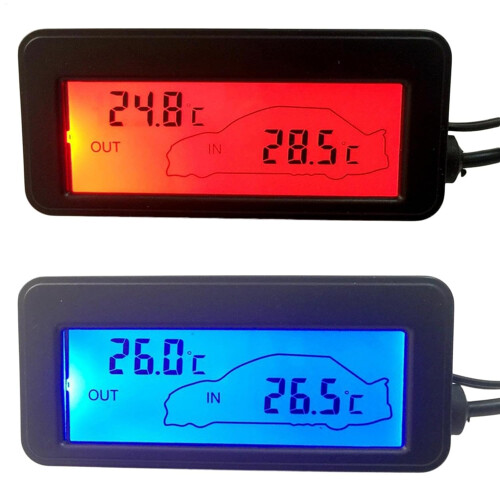 Digital Automotive Thermometer Display  Dual Display Vehicle Temperature Sensor, Compact LCD Temperature Meter Blue 2