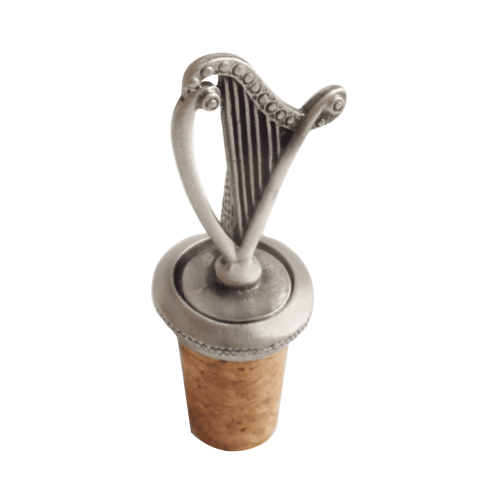 (Add a Gift Pouch) Harp String Instrument Pewter Bottle Stopper