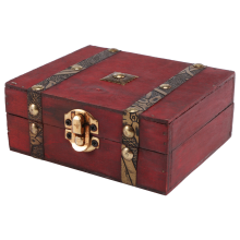 Wooden Vintage Lock Treasure Chest Jewelery Storage Box Case