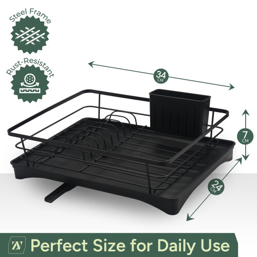 Dish Drainer Rack Stainless Steel Dish Drying Rack with Cutlery Holder 1