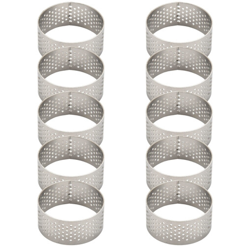 10Pcs 4.5cm Round Stainless Perforated Seamless Tart Ring with Hole 1