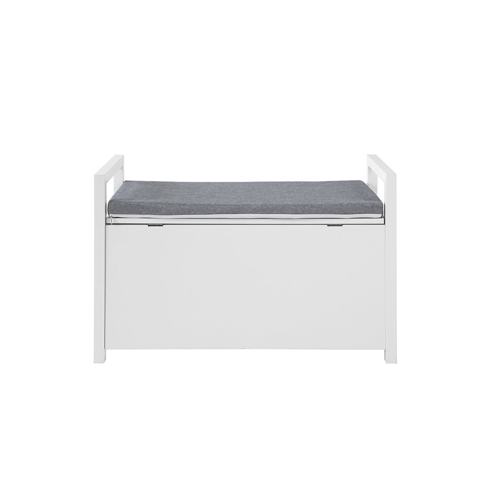 Sobuy Scarpiera Panca Ingresso Salvaspazio Con Cuscino Imbottito E Braccioli - Capacità Di Carico 150Kg, Design Moderno E Elegante, Adatta Per Ingresso, Corridoio, Soggiorno, L86*P38*A41Cm, FSR76-W-image