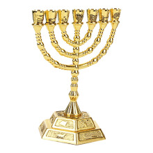 Golden Jewish Candle-Holders Candelabra 7 Branch -L