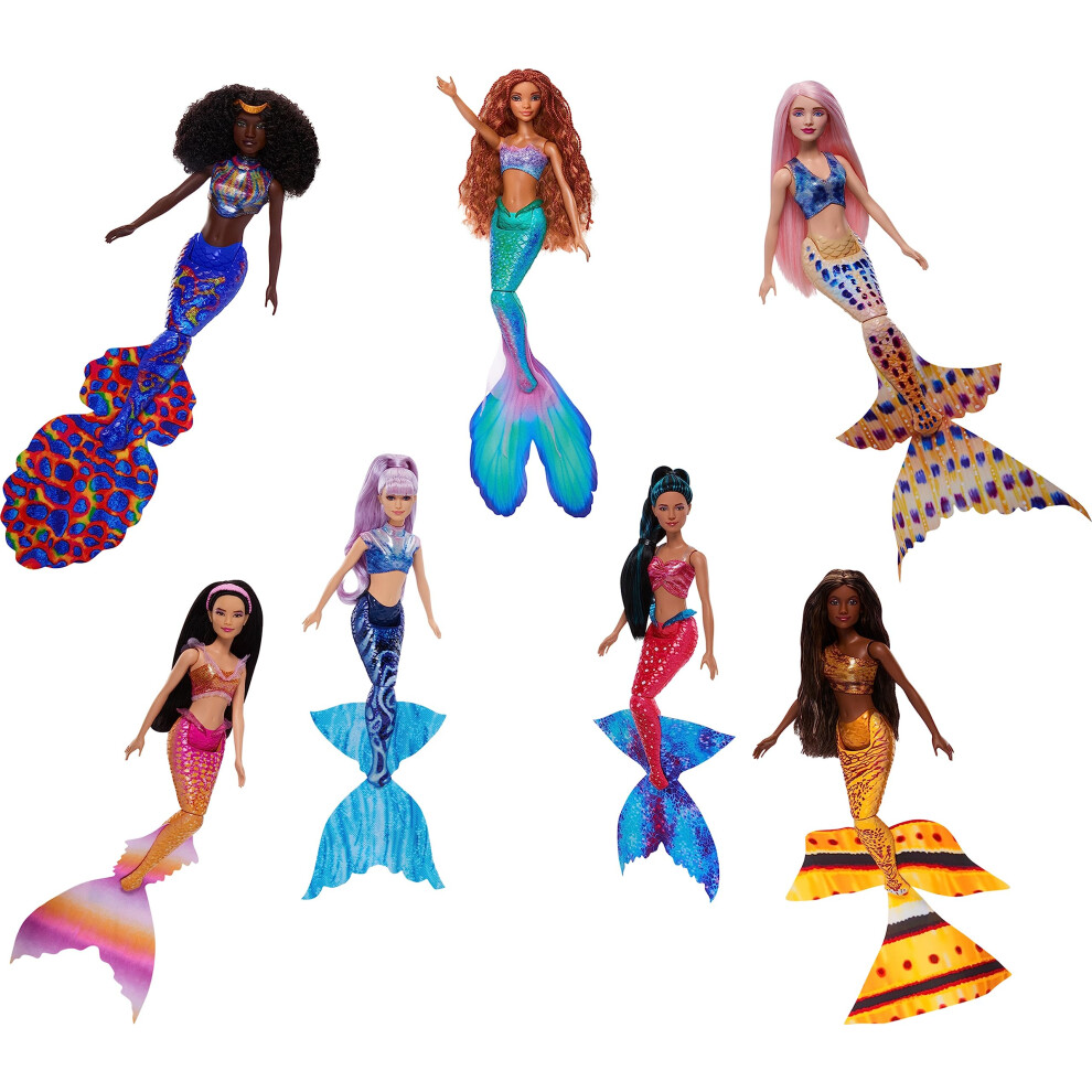 Mattel Disney The Little Mermaid Ultimate Ariel Sisters 7-Pack Set Collection Of 7 Fashion Mermaid Dolls Toys Inspired By The Movie