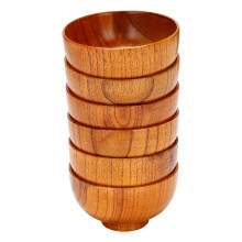 6 Pcs Wood Bowls Serving Tableware for Rice, Soup, Dip, Wooden Bowl