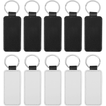 10 StüCke Leder SchlüSsel AnhäNger Rohling Rechteck MDF Sublimation WäRme üBertragung Satz Schmuck Herstellung