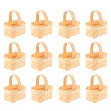 12Pcs Wood Mini Baskets Manual Woven Candy Storage Box