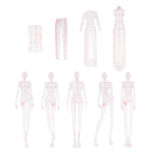 Mode Illustration Lineale Skizzieren Vorlagen Lineal NäHen Humanoide Muster Design Kleidung Messen, Kombination