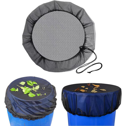 Rain barrel net with elastic band lid, adjustable drawstring, durable (60 cm) 1