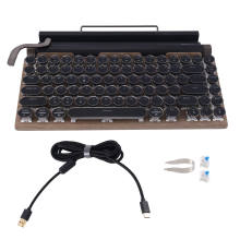 Retro-Schreibmaschinentastatur 83 Tasten, Kabellose Bluetooth-Tastatur, Mechanische USB-Punk-Tastenkappen für Desktop-PC/Laptop