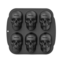 Halloween-Totenkopf-Kuchenform, Silikonform, 6 Mulden, PiratenschäDel, 3D-Silikonform, Backform, Schwarz