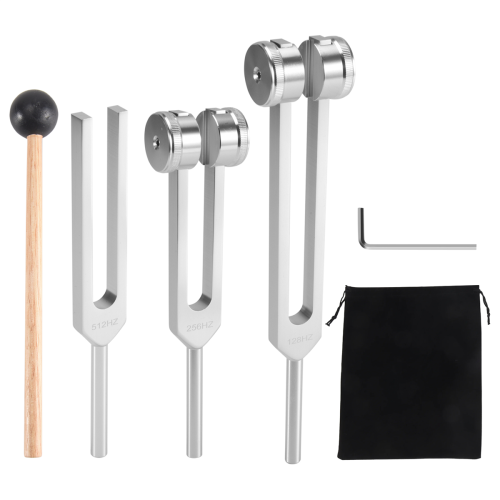 (128Hz, 256Hz, 512Hz)Tuning Fork Set, Tuning Forks with Reflex Hammer 2