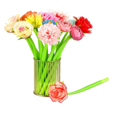 24 Pcs Flower Pens Various Colors Daisy Rose Carnation Ballpoint Pen