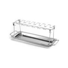 Stainless steel chicken leg holder for grill oven 14piece rack, foldable portable (rust)