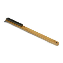 Pizza brush with long wooden handle and stone scraper for oven cleaning and fire protection for bakers and professional chefs Ref: 2165