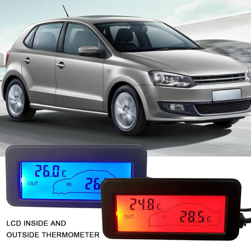 Digitalauto Thermometer  External Internal LCD  12V Thermometer Gauge, Mini LCD Blue 2