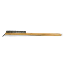 Professional pizza brush with long wooden handle and stone scraper for home, kitchen, restaurants and outdoor cooking Ref: 8046