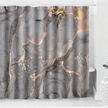 (180x200cm) Golden Fashionable Grey Marble Patterned Bathroom Shower Curtain Waterproof