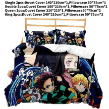 (Single(140x210cm)) Demon Bedding Slayer Set Anime Bed Linen Single Queen King Cover Sets Duvet
