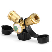 Reusable propane Ysplitter with pressure gauge, easy tallation, adapter for outdoor cooking appliances Ref: 4390