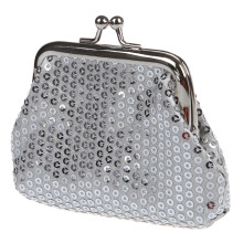 Porte-monnaie a paillettes Mini portefeuille de boucle pour femmes (argent)