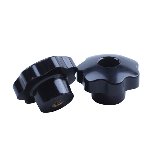 M8 x 50mm Diameter Thread Clamping Star Knob Black 2pcs 2
