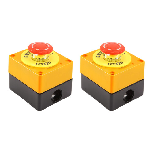 2Pcs Red Mushroom Emergency Stop Shut Off Push Button Switch No 1