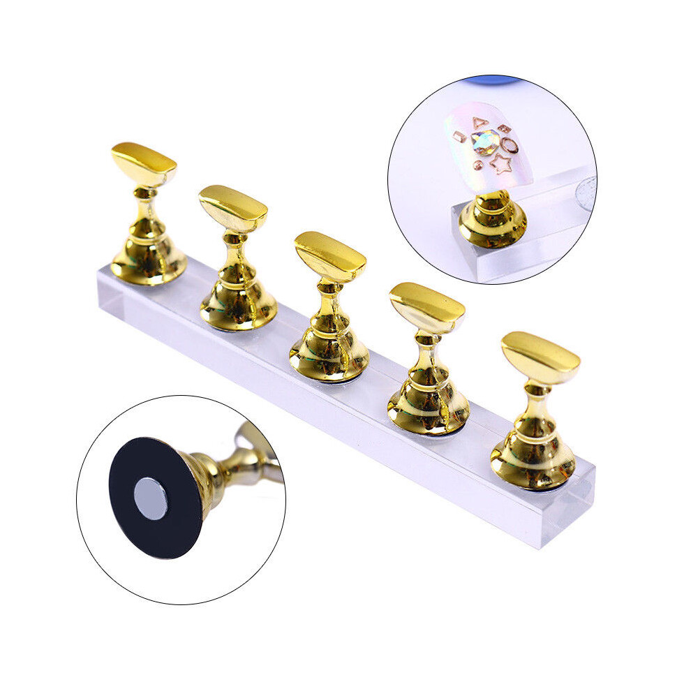 Nouveaux outils de manucure acrylique magnetique Main d'entrainement des ongles Socle d'exercices pour Fournitures Conseils les Presentoir or