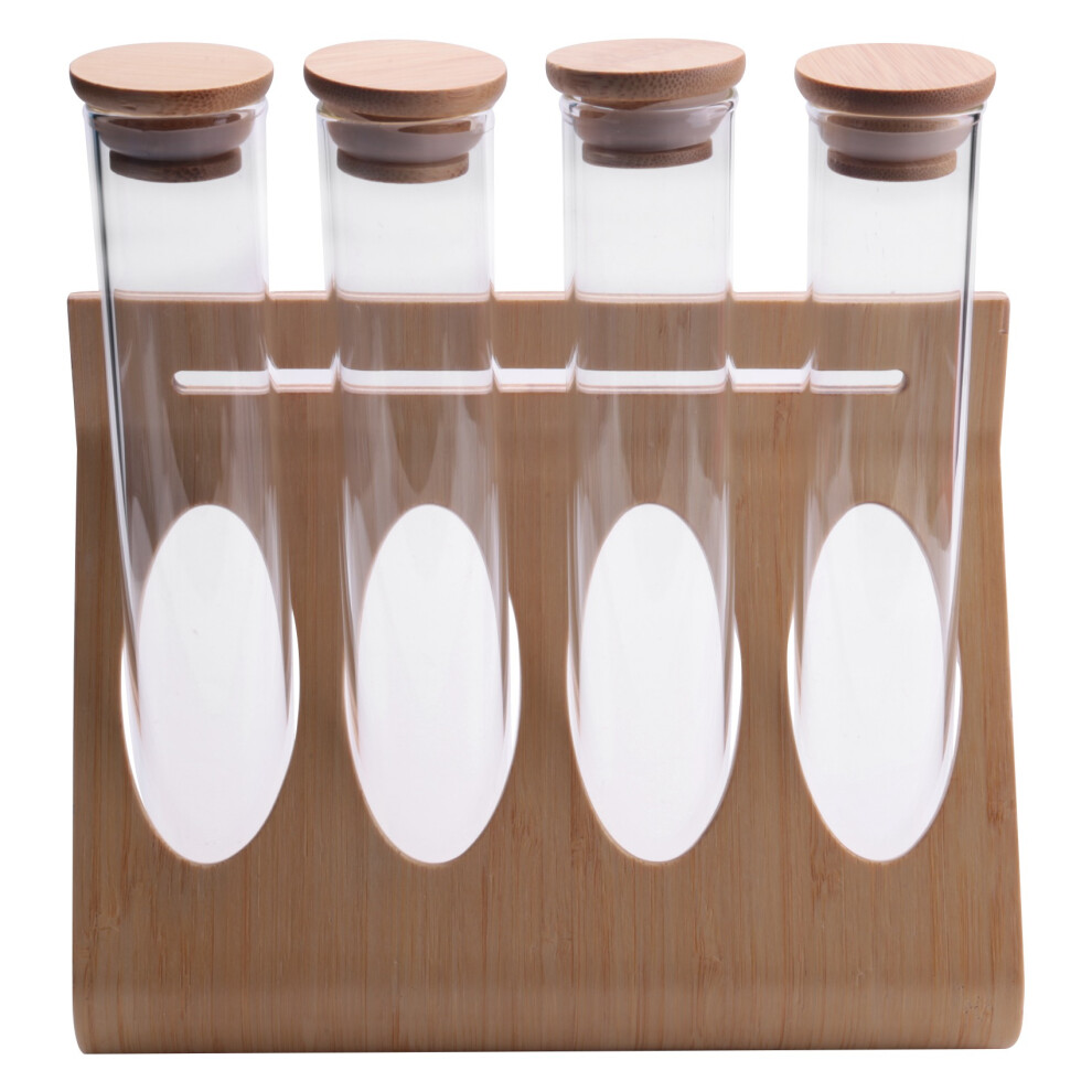 en Bois Grains de Café PréSentoir à Thé Stand Verre Tube Essai Stockage Scellé Ornements DéCoratifs CéRéAles BoîTe pour