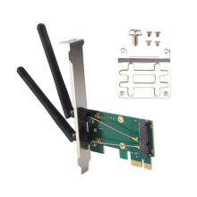 Carte Sans WiFi Mini Adaptateur PCI-E Express Vers avec 2 Antennes Externes pour PC