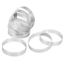8 PièCes Anneau de en Acier Inoxydable, Mousse Gâteau Perforé RéSistant à la Chaleur Rond Double Roulé Moule MéTal 10 Cm
