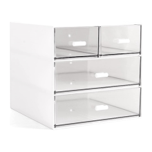 Makeup Organizer, Desk Organizer with 4 Drawers, White