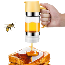 Pot Distributeur de Miel, 10 Oz, Goutteur Miel en Verre Anti-Goutte avec Poignée, Sirop pour Pain, Café ou Thé