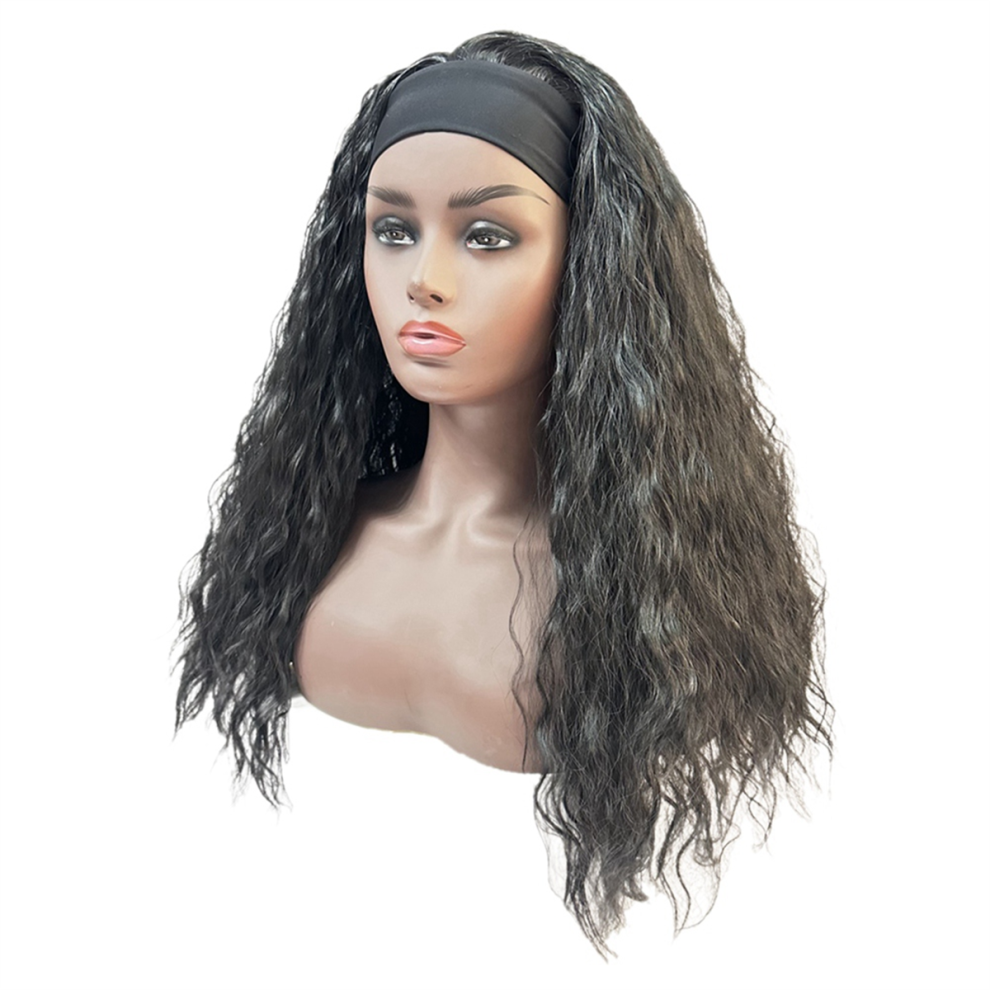 Tlily 22 Inches Ice Hair Band Wig Black